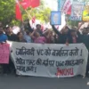 Delhi Police lathi-charged JNU students during a march to the Ministry of Education, protesting casteist remarks by VC Shantisree Dhulipudi Pandit.