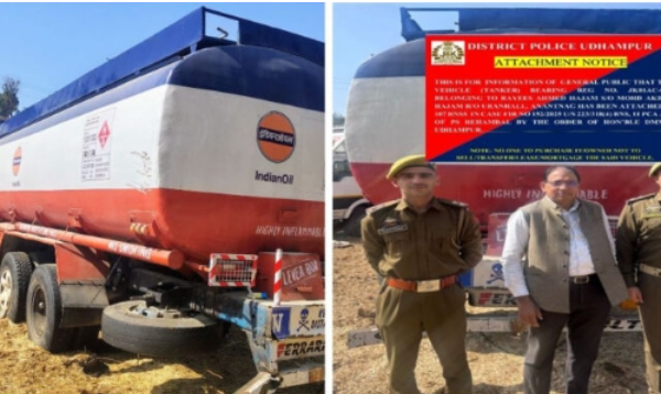 Jammu and Kashmir Police said they attached a ₹40 lakh truck of a habitual bovine smuggler in Udhampur.