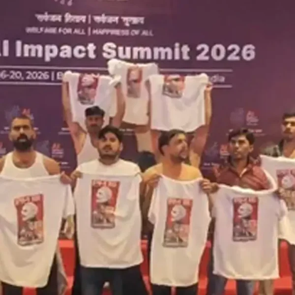 Youth Congress Workers Stage Shirtless Protest at India AI Impact Summit 2026 Over India–US Trade Deal