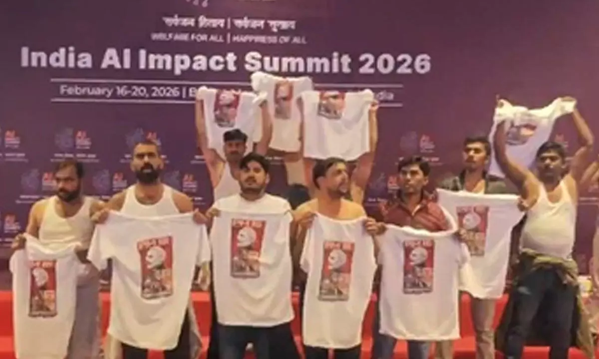 Youth Congress Workers Stage Shirtless Protest at India AI Impact Summit 2026 Over India–US Trade Deal