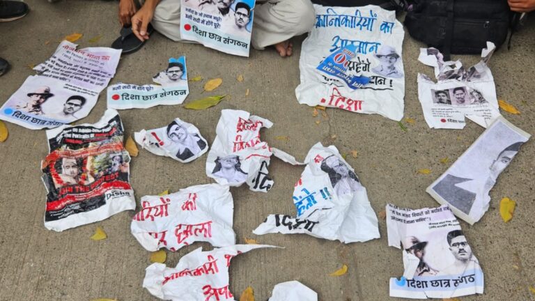 Disha Students Burn ‘Anti-Student Decree’ After Posters of Bhagat Singh, Sukhdev, Rajguru ‘Torn on Campus’