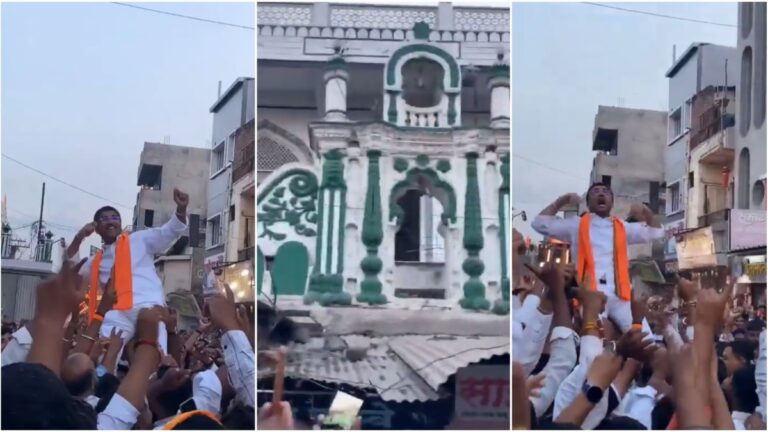 Ram Navami Procession Near Mosque Triggers Row in Ahilyanagar; Videos Go Viral