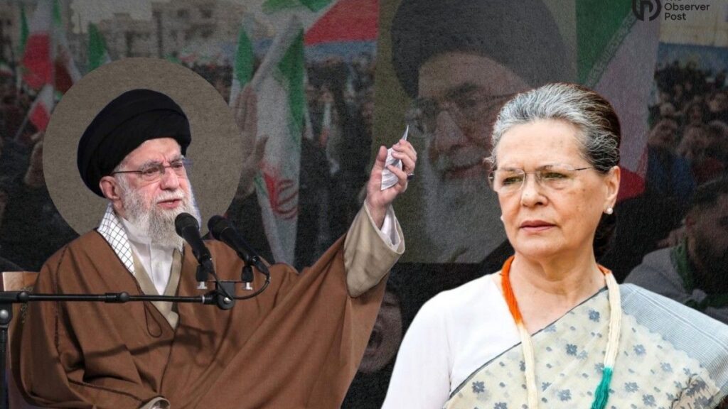 Sonia Gandhi criticises the Modi government’s silence on Iran’s Supreme Leader Ayatollah Ali Khamenei’s assassination, calling it an abdication of principle.