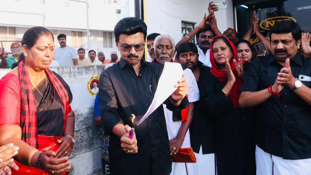 Tamil Nadu CM M. K. Stalin burns copy of delimitation Bill, warns it will harm state’s political representation.