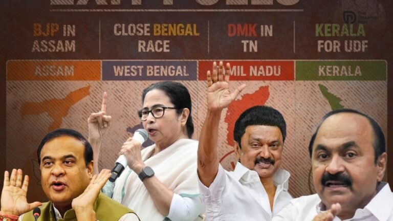 Exit Polls 2026: BJP Ahead in Assam and Puducherry, Tight Contest in West Bengal, DMK Set to Retain Tamil Nadu, UDF Leads in Kerala