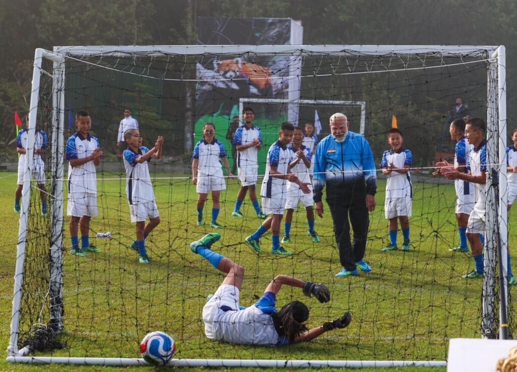 Gangtok visit: Modi plays football, joins celebrations marking Sikkim’s 50 years with India.
