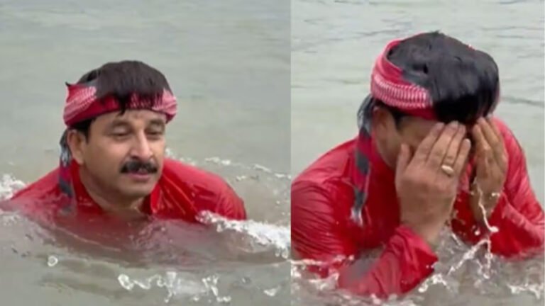 ‘Cleaned Almost 30 Km’: Manoj Tiwari Takes Ritual Dip in Yamuna Ahead of Chhath