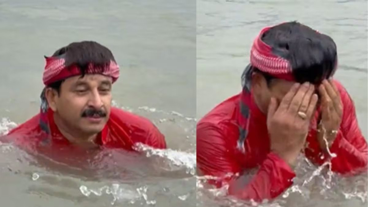 ‘Cleaned Almost 30 Km’: Manoj Tiwari Takes Ritual Dip in Yamuna Ahead of Chhath